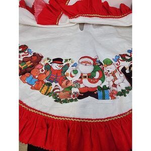 Vintage Santa's Best Christmas Tree Skirt Santa Snowman Bear Penguin 44" Felt